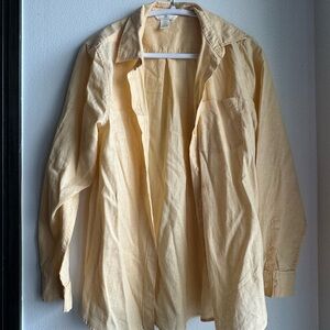 yellow linen button down shirt from h&m